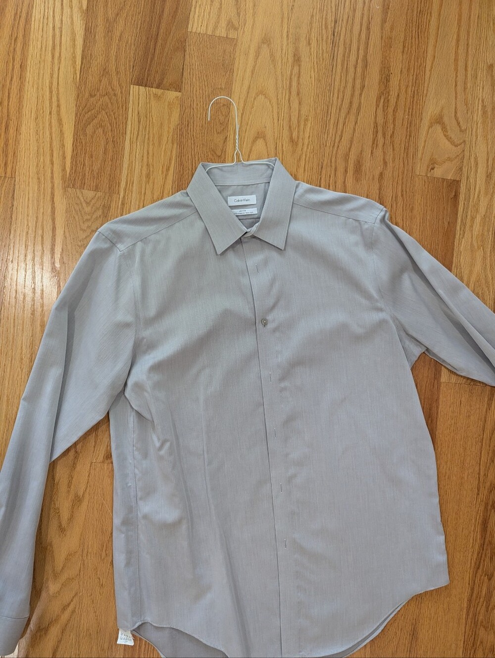Calvin Klein Men's Light Gray Dress Shirt - Classic Point Collar